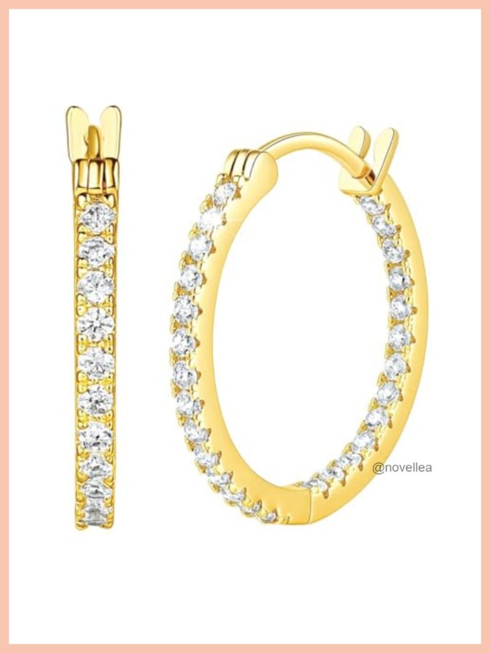 14K Gold Plated CZ Hoop Earrings for Women Hypoallergenic Secure